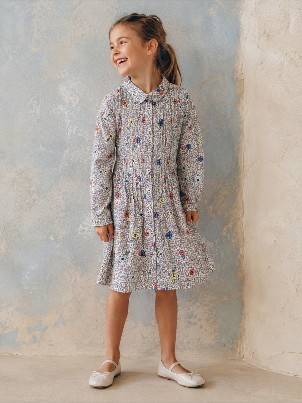 Cotton On Kids Floral Pintuck Shirt Dress, Size 7
